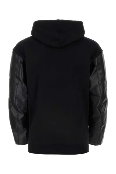 Junya Watanabe Cotton Sweatshirt With Leather Sleeve Panels