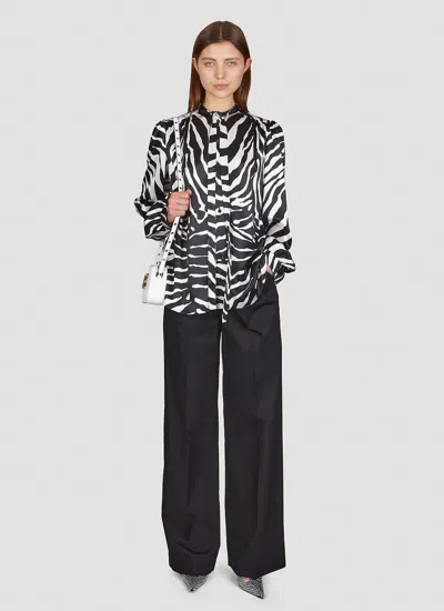 Dolce & Gabbana Zebra-print Ruched Cady Midi Dress In Black