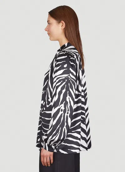 Dolce & Gabbana Zebra-print Ruched Cady Midi Dress In Black