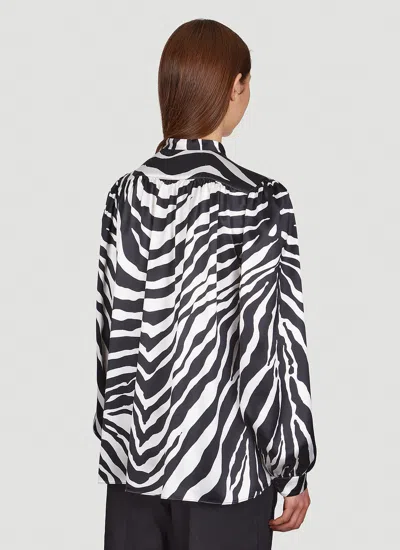Dolce & Gabbana Zebra-print Ruched Cady Midi Dress In Black