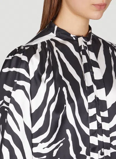 Dolce & Gabbana Zebra-print Ruched Cady Midi Dress In Black