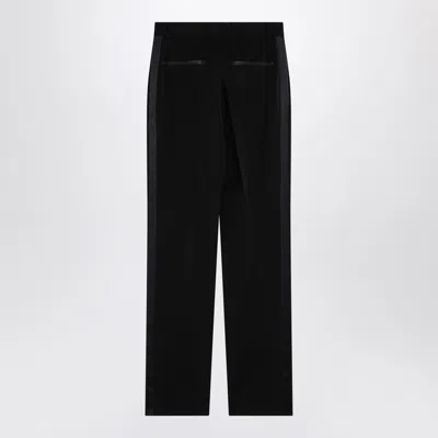 Dolce & Gabbana Black Wool Gabardine Tuxedo Trousers In Black