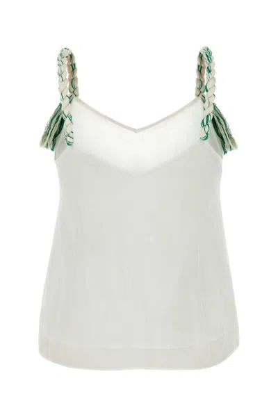 Jw Anderson Tulle Top With Braided Straps And V Neckline