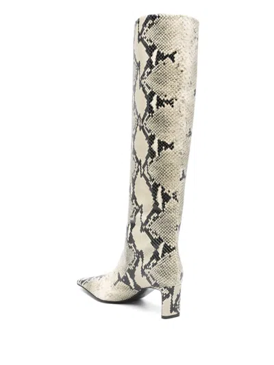 Khaite Andee Snake-effect Leather Knee Boots
