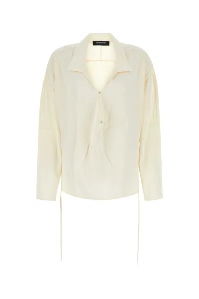 Kiko Kostadinov Satin V-neck Shirt With Drawstring Hemline