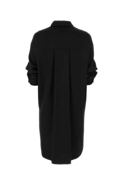 Loewe Abito Chemisier In Raso Nero  Donna