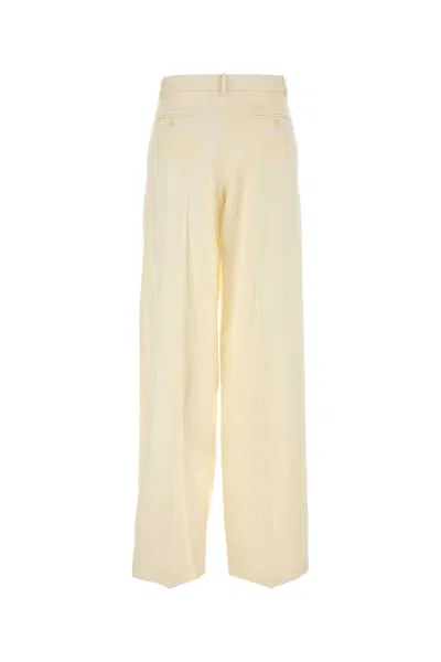 Magda Butrym Cream Wool Blend Wide-leg Pant In Neutral
