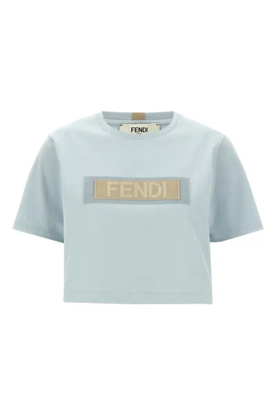 Shop Fendi Women ' Ribbon' T-shirt In Blue