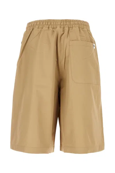 Maison Kitsuné Maison Kitsune Camel Cotton Blend Bermuda Shorts In Brown