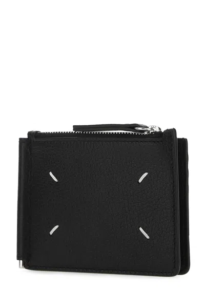 Maison Margiela Black Leather Card Holder In Black