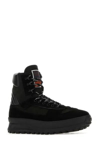 Maison Margiela Mm22 Leather Climber High-top Sneakers With Suede Trims