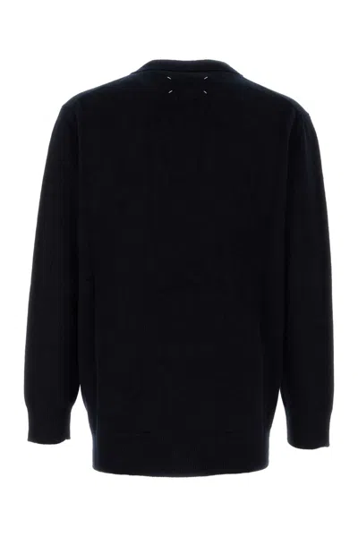 Maison Margiela V-neck Cashmere Cardigan With Button-down Front In Blue