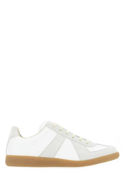 Maison Margiela White Leather Sneakers In Multi