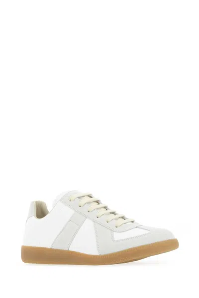 Maison Margiela White Leather Sneakers In Multi
