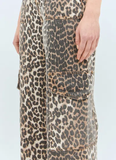 Ganni Washed Cotton Canvas Drawstring Pants In Almond Milk In Brown