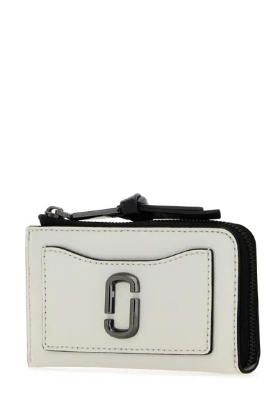 Marc Jacobs White Leather Utility Snapshot Wallet In Gray