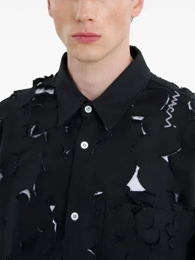 Shop Marni Black Perforated Shirt