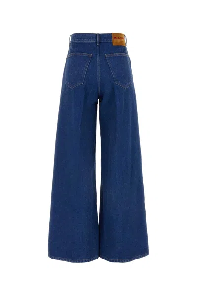 Marni Logo-embroidered Five-pocket Wide-leg Denim Jeans