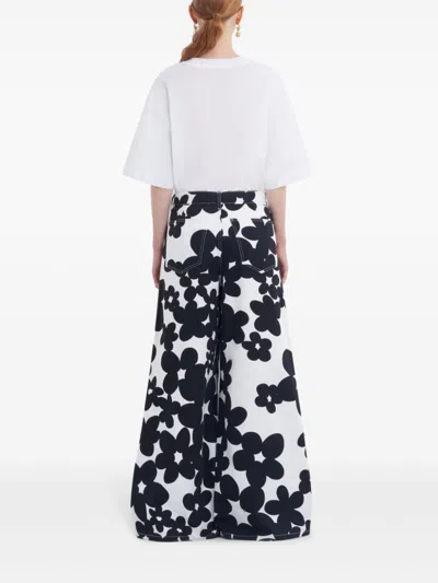 Marni Cotton Trousers With Black And White Dillies Print