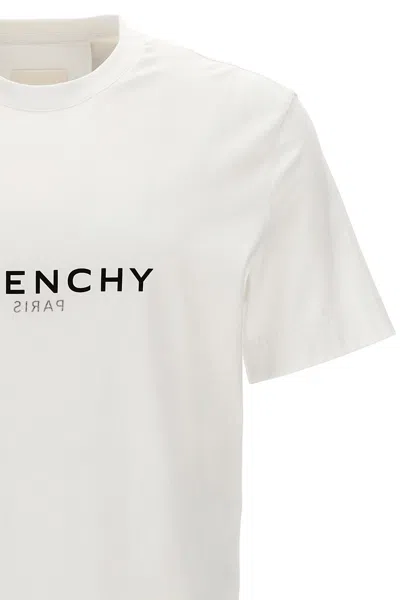 Givenchy White Crewneck T-shirt With Logo Print In Cotton Man In White