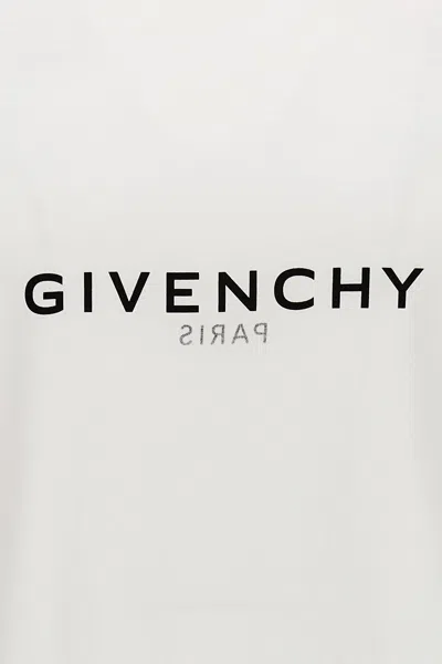 Givenchy White Crewneck T-shirt With Logo Print In Cotton Man In White