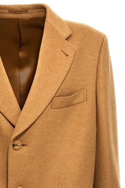 Gucci Beige Single-breasted Coat In Cream