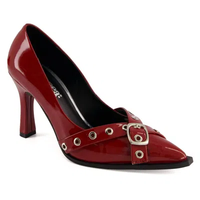 Andrea Stilettos With Double Strap Ornament In Red