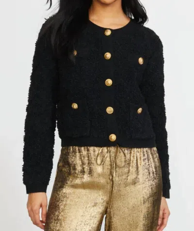 Stellah Textured Sweater Cardigan In Black In Black