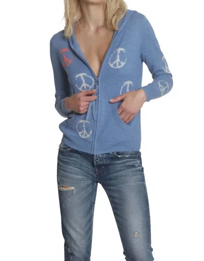 Label+thread Peace Out Hoodie In Denim In Multi