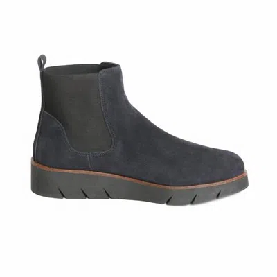 The Flexx Coral Suede Wedge Booties In Dark Blue In Blue