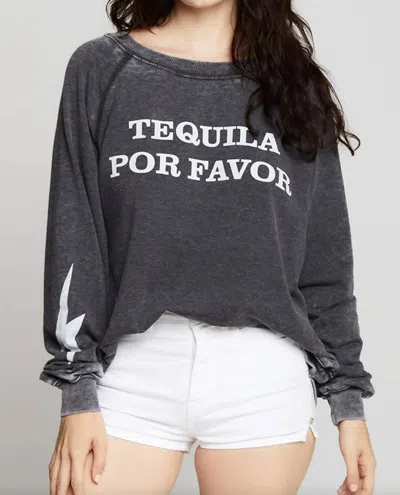 Recycled Karma Tequila Por Favor Sweatshirt In Black In Black