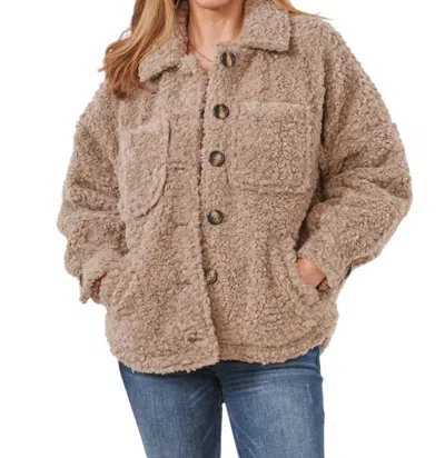 Democracy Long Blouson Raglan Sleeve Button Front Jacket In Portobello In Brown