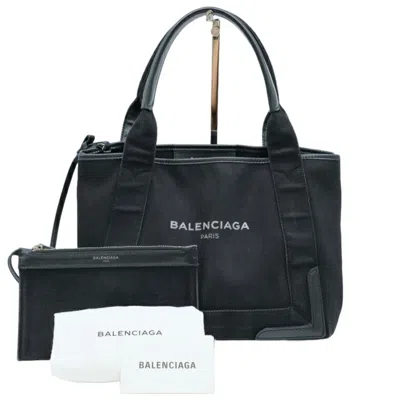 Pre-owned Balenciaga Black Denim Leather Handbag Tote Bag ()