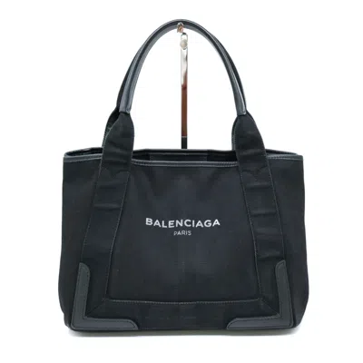 Pre-owned Balenciaga Black Denim Leather Handbag Tote Bag ()
