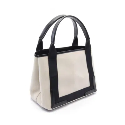 Balenciaga Black Ivory Canvas Leather Tote Bag In Black, Ivory