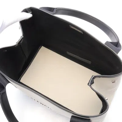 Balenciaga Black Ivory Canvas Leather Tote Bag In Black, Ivory