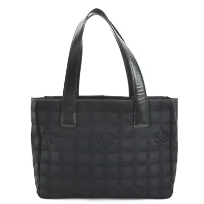 Pre-owned Chanel Black Nylon Jacquard Leather Shoulder Bag Tote Bag ()