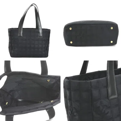 Pre-owned Chanel Black Nylon Jacquard Leather Shoulder Bag Tote Bag ()