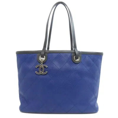 Pre-owned Chanel Blue Caviar Leather Tote Bag ()