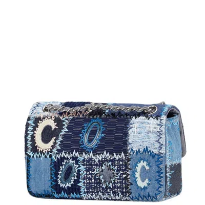 Pre-owned Chanel Blue Multi-color Silver Denim Caviar Leather Handbag Shoulder Bag () In Blue, Multi-color, Silver