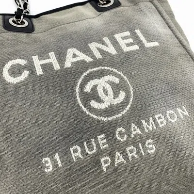 Pre-owned Chanel Gray Canvas Shoulder Bag Tote Bag ()