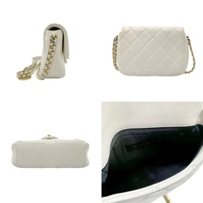 Pre-owned Chanel Gold Off-white Caviar Leather Shoulder Bag () In Gold, Off-white