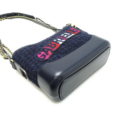 Pre-owned Chanel Navy Leather Tweed Shoulder Bag ()