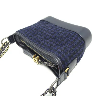 Pre-owned Chanel Navy Leather Tweed Shoulder Bag ()