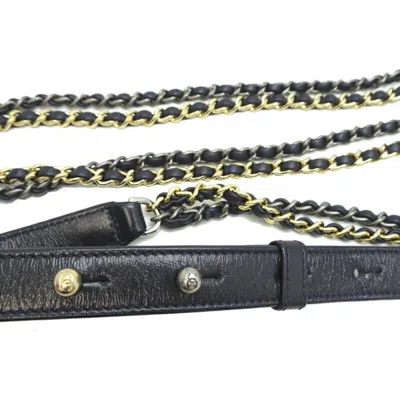 Pre-owned Chanel Navy Leather Tweed Shoulder Bag ()