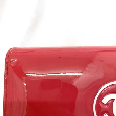 Pre-owned Chanel Pink Patent Leather Leather Long Wallet (bi-fold) ()