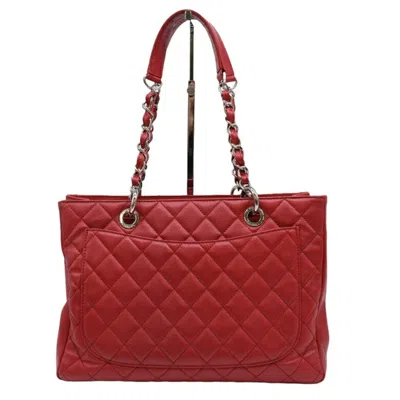 Pre-owned Chanel Red Color Caviar Leather Tote Bag ()