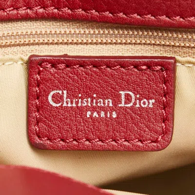 Pre-owned Dior Christian  Beige Red Color Canvas Leather Tote Bag () In Beige, Red Color