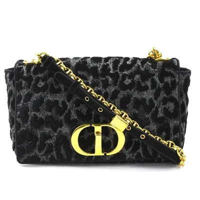 Pre-owned Dior Christian  Black Gray Velvet Canvas Shoulder Bag () In Black, Gray