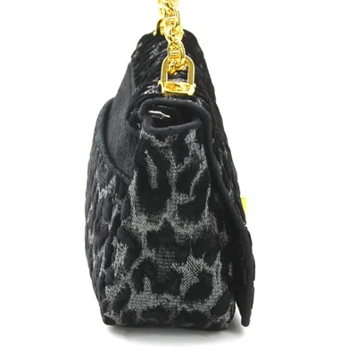 Pre-owned Dior Christian  Black Gray Velvet Canvas Shoulder Bag () In Black, Gray